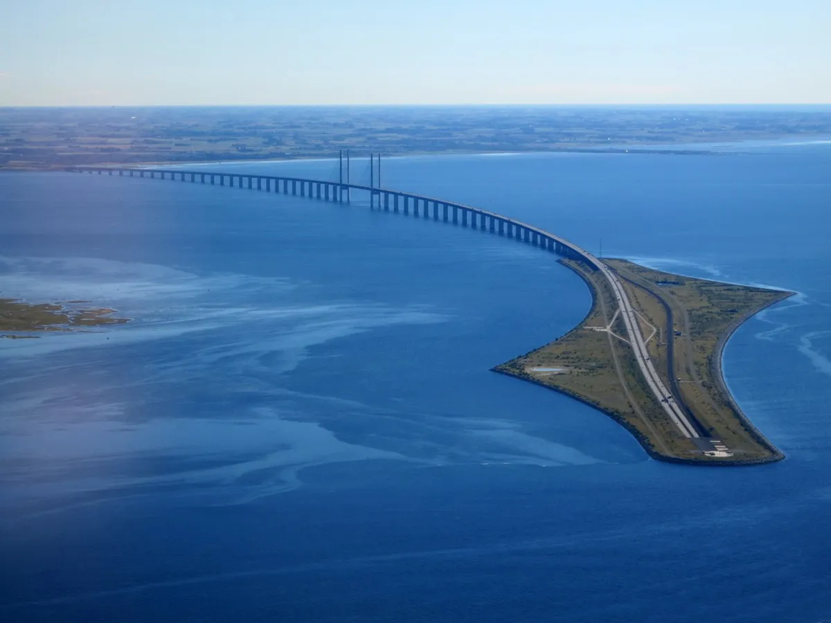 &Oslash;resundbr&uuml;cke zwischen D&auml;nemark und Schweden aus der Luft