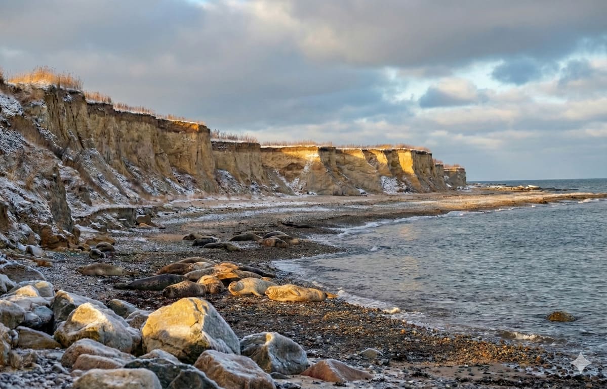Kegelrobben am Strand des Gedser Odde - Dänemarks größtes Raubtier