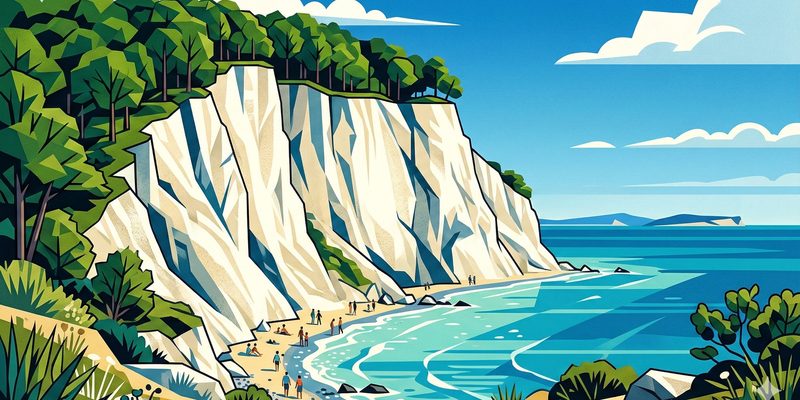 Kreidefelsen von Møns Klint an der Ostsee im Art Deco Stil