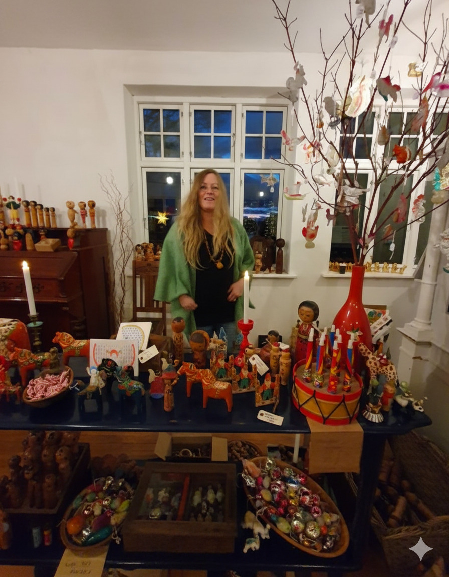 Weihnachtlich geschmückter Hauptplatz mit Lichtern und Ständen